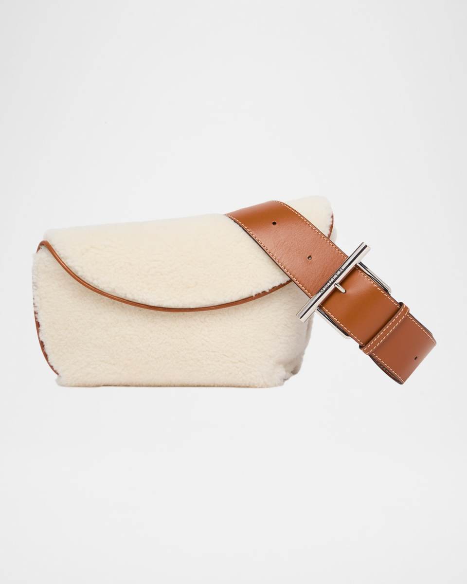 T-Bar Sling Shearling Shoulder Bag